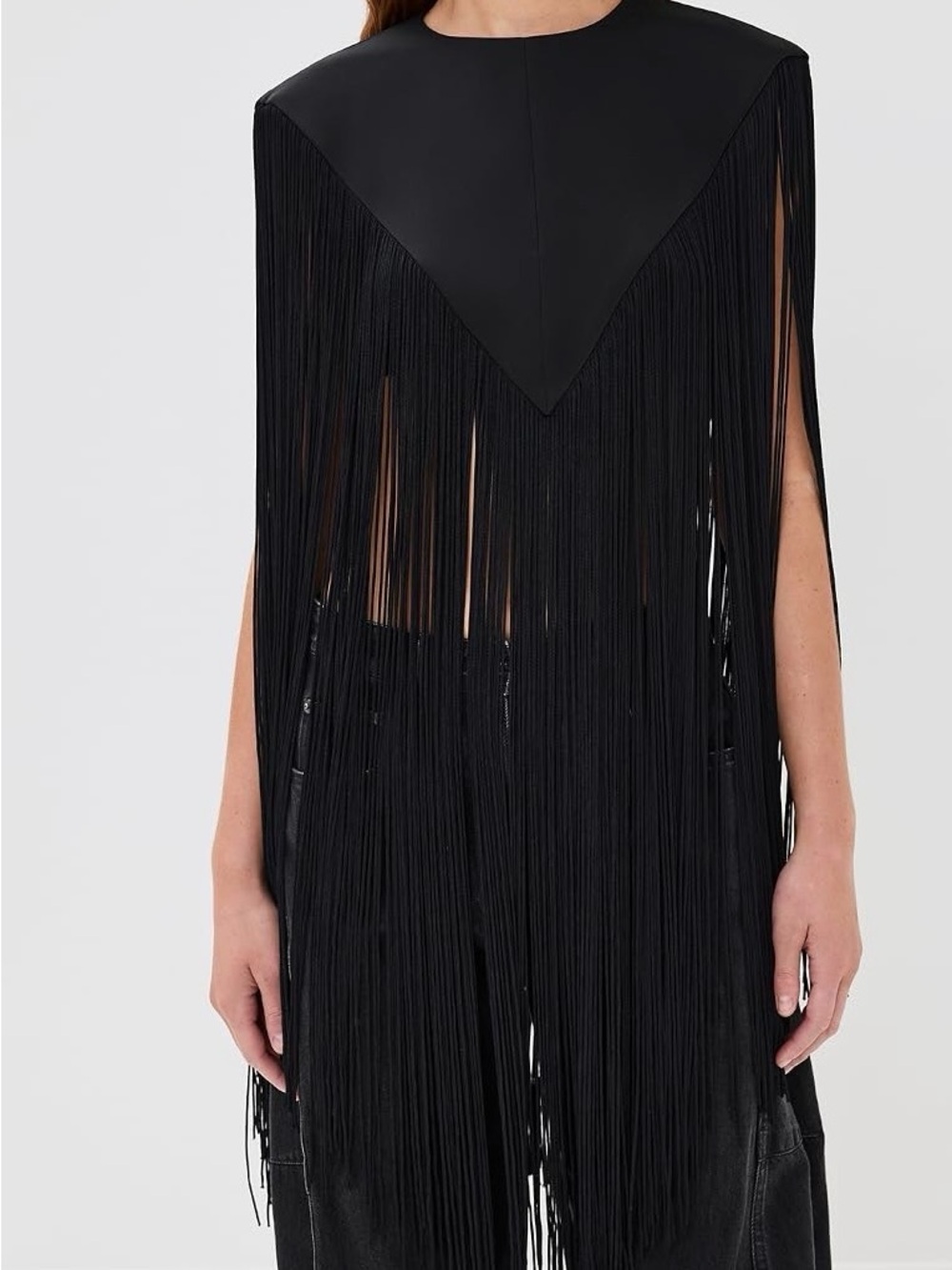 Tibi 4 Ply Silk Fringe Cape Black One Size $595